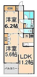 メゾンブラン 2LDKの間取図画像