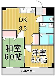 第二アスナロハイム 2DKの間取図画像