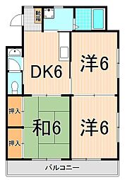 荒川マンション 3DKの間取図画像