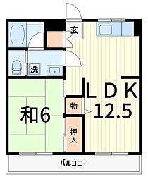 ベンベヌート吉沢 1LDKの間取図画像