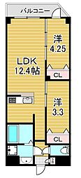 GENOVIA六町 2LDKの間取図画像