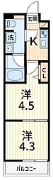 アルコバレーノ北綾瀬 2Kの間取図画像