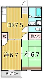 メイプルM 2DKの間取図画像
