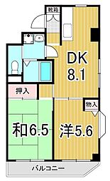 第2エールクレール 2DKの間取図画像