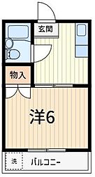第2成和ハイツ 1Kの間取図画像