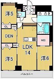 リーデンスタワー高層棟 3SLDKの間取図画像