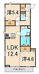 シトロンフレア5 2LDKの間取図画像