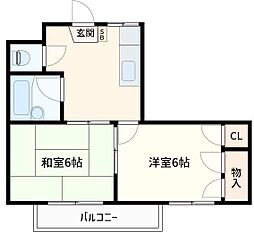 ハイム高木 2Kの間取図画像