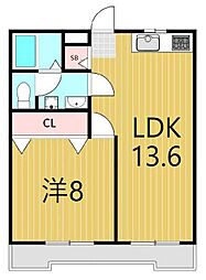 ツバイ 1LDKの間取図画像