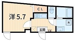 Lotso亀有 1Kの間取図画像
