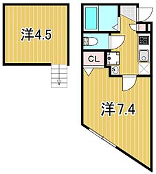 グランクオール綾瀬グレイス 1Kの間取図画像