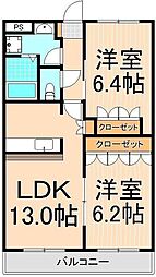 グランベルハウス2 2LDKの間取図画像