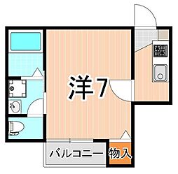 クリスタルハイツ青井 1Kの間取図画像