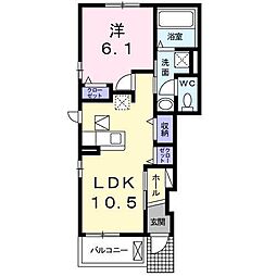 カーサルピナス1 1LDKの間取図画像