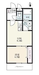 ヴィレッタ伊万里 1LDKの間取図画像