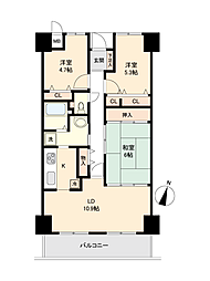 サーパス宇部芝中2号棟 3LDKの間取図画像