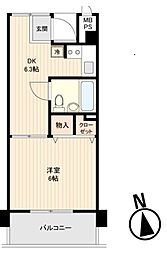 アーバンコート徳島 1DKの間取図画像