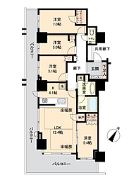 住吉川リバーサイドフォーラムザ・レジデンス 4SLDKの間取図画像
