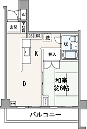 東建北寺尾ハイツ 1DKの間取図画像