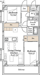 川崎ロイヤルマンション 2LDKの間取図画像