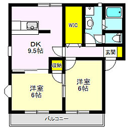サンレジデンス植木6 2DKの間取図画像