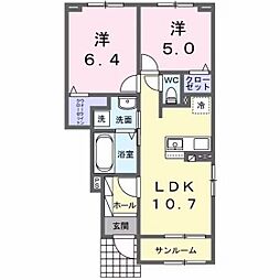 グランルッソ 2LDKの間取図画像