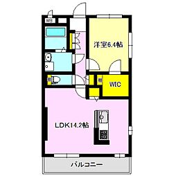 カーサアネーロ 1LDKの間取図画像