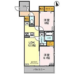 前橋市南町1丁目アパート 2LDKの間取図画像