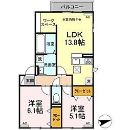 グランチェスタ三河 2LDKの間取図画像