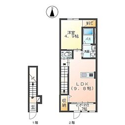 クイーンズタウン 1LDKの間取図画像