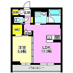 シャーメゾン表町 1LDKの間取図画像