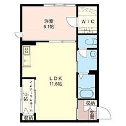 プランソレイユ新前橋 1LDKの間取図画像