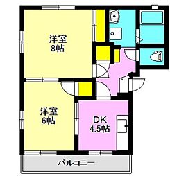 シャルマン・ハイムA 2DKの間取図画像