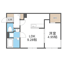 仮）アーバス南円山 4階1LDKの間取り