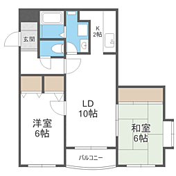 メイゾン中島公園西 2LDKの間取図画像