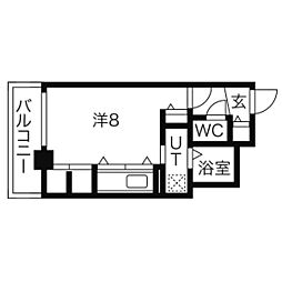 ブランノワールN13.exe ワンルームの間取図画像