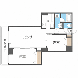 グラン・シェ・モア中島公園安念ビル 2LDKの間取図画像
