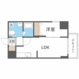シティーコート北1条 1LDKの間取図画像