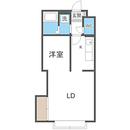 ドムス美園2-5 1LDKの間取図画像