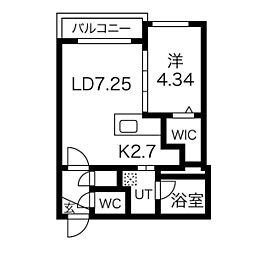 グランベール (Grandvert) 1LDKの間取図画像