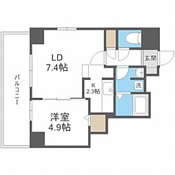 レジディアキタニジョウイースト2 1LDKの間取図画像