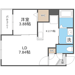 ウェルズビレッジ 1LDKの間取図画像