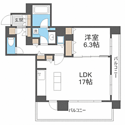 リビオ中島公園アルファタワー 1LDKの間取図画像