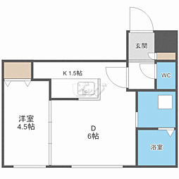 オルキデア東本願寺 1DKの間取図画像