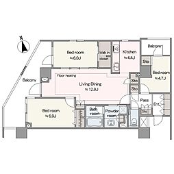 クレヴィア渋谷富ヶ谷 3LDKの間取図画像