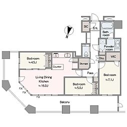 芝浦アイランドケープタワー 3LDKの間取図画像