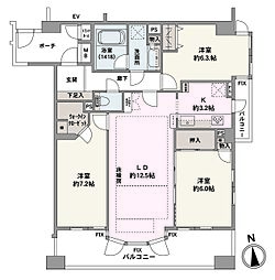 レクセルマンション国立 3LDKの間取図画像