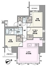 クリオ浅草橋ザ・グラン 2LDKの間取図画像