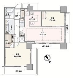 キャナルファーストタワー 2LDKの間取図画像