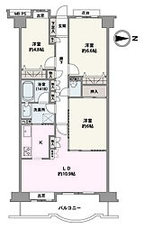 クリオ湘南長沢参番館A棟 3LDKの間取図画像